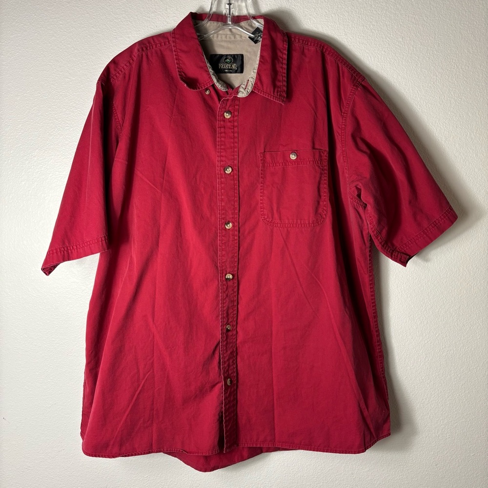 Redhead Red Casual Button Down Shirt with Traditional Collar size XL